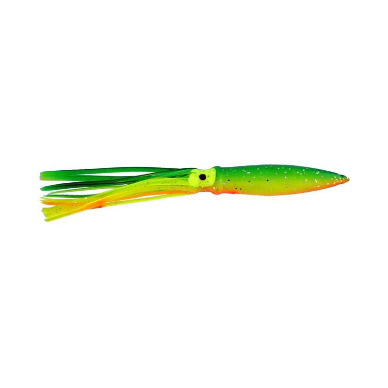 Squid Skirt, Soft Body, 8.5 Inch, Green, Yellow, Orange (1-Pack) - Click Image to Close