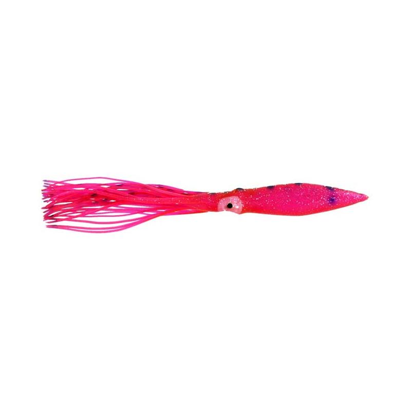 Squid Skirt, Soft Body, 8.5 Inch, Pink with Blue Spots (1-Pack) - Click Image to Close