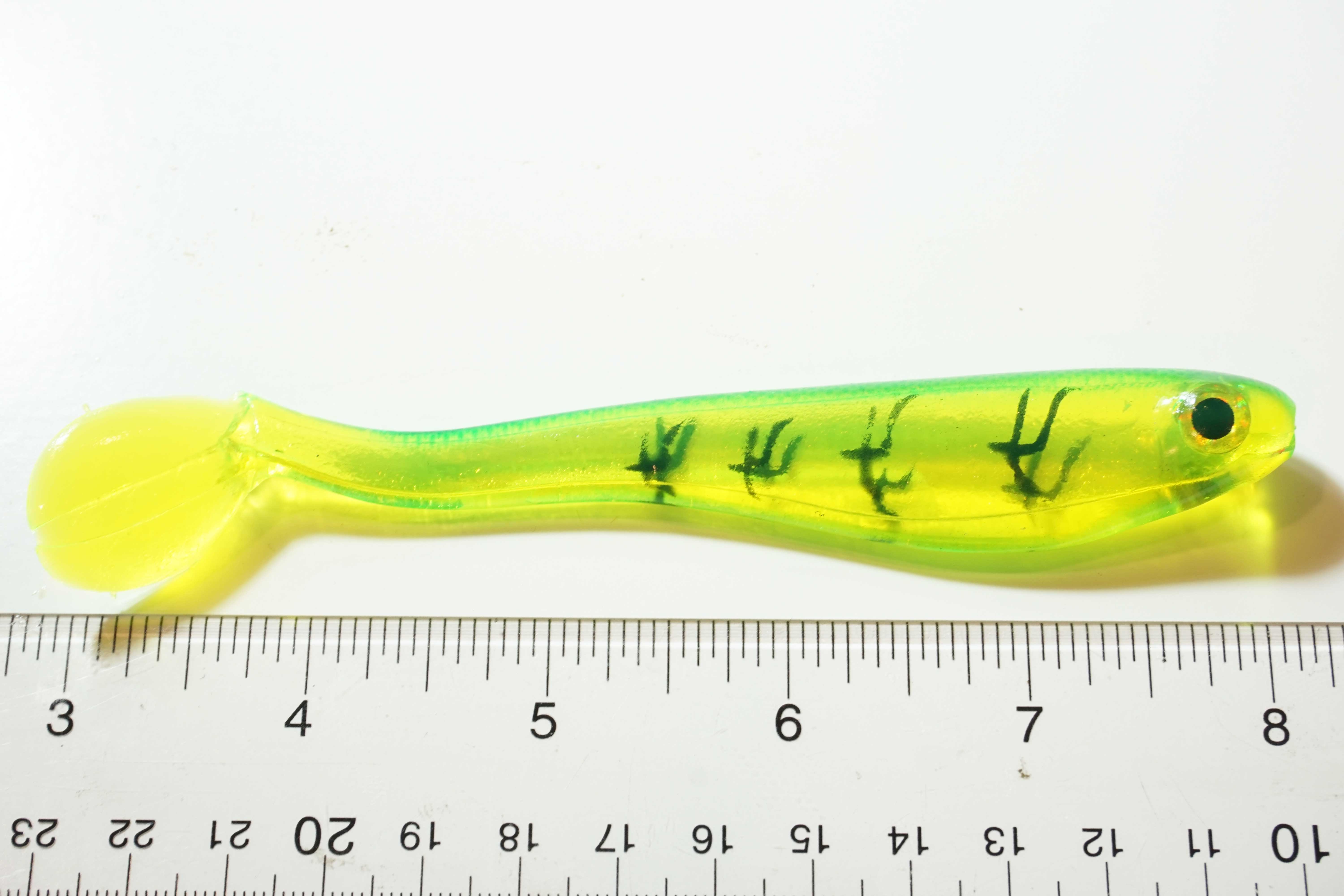 Soft Paddle Tail Shad Translucent Lime Green 5" - Click Image to Close