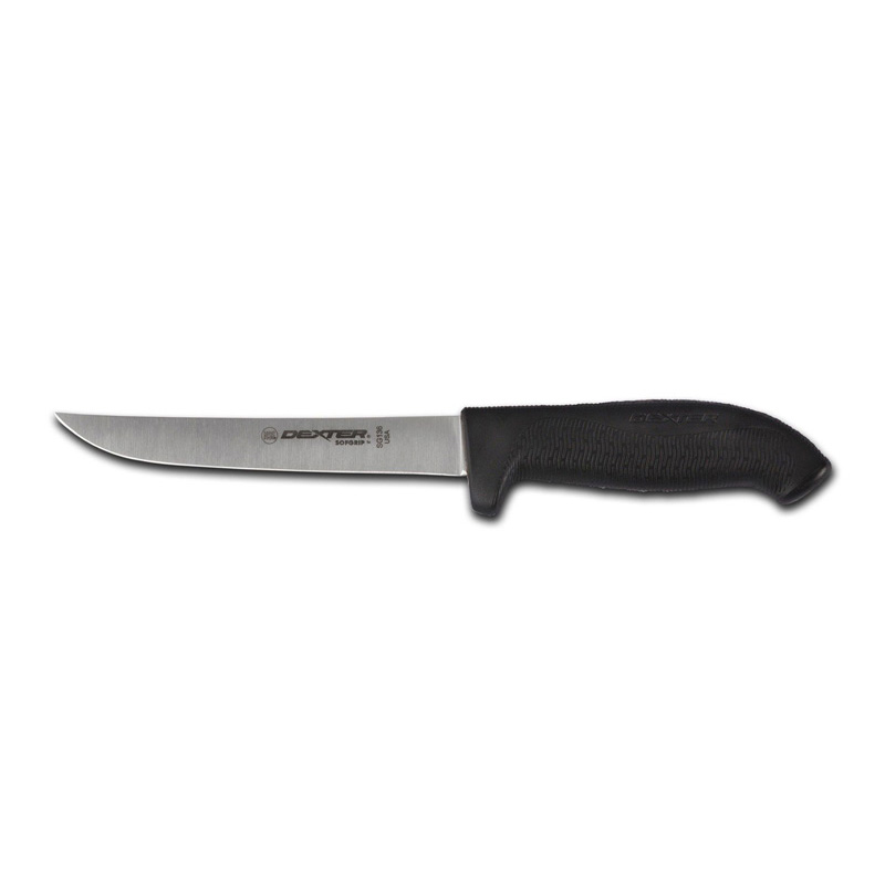 6 Inch Wide Boning Knife, Black Handle - Click Image to Close