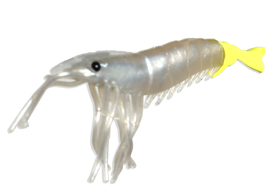 Artificial Shrimp 3-1/4" Pearl/Chartreuse 6 Pack
