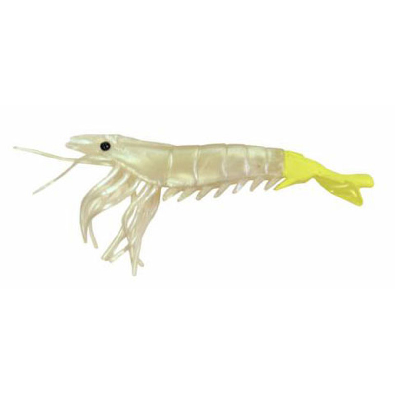 Artificial Shrimp 3-1/4" Pearl/Chartreuse 3 Pack - Click Image to Close