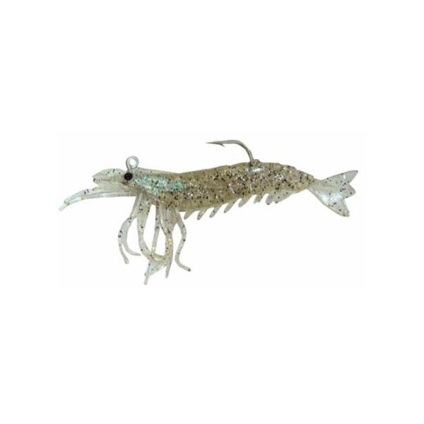 Artificial Shrimp Rigged 3-1/4" Clear/Glitter 3 Pack - Click Image to Close