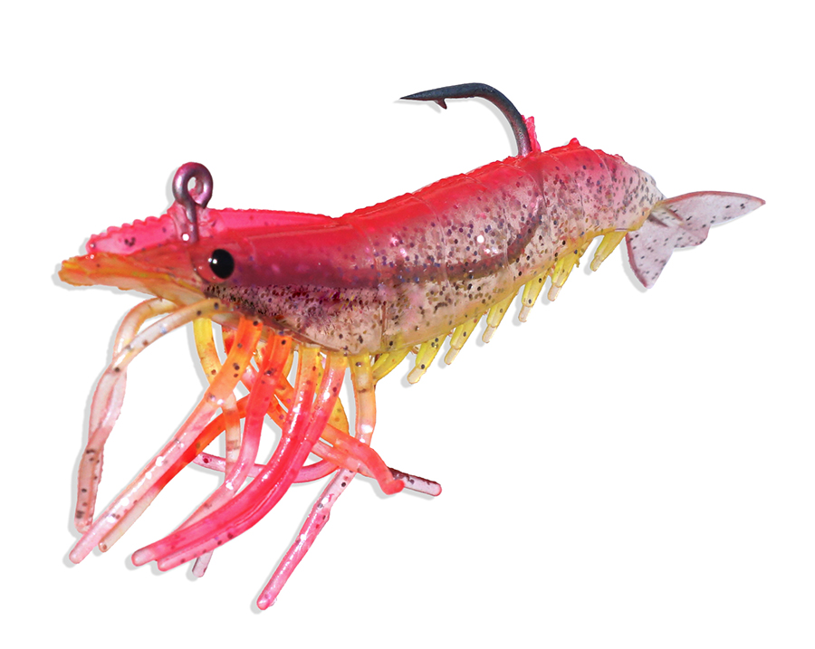 Artificial Shrimp Hook Only 3-1/4 Pink/Yellow 3 Pack Artificial