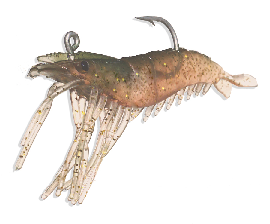 Artificial Shrimp Hook Only 3-1/4" Natural 6 Pack