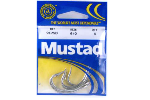 Mustad 9175D-6/0-28 O'Shaughn Hks 10Pk TB Sz6/0 Duratin - Click Image to Close