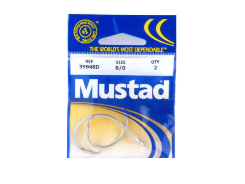 Mustad 39948D-8/0-29 Circle Hook Ringed Turned in Point Duratin