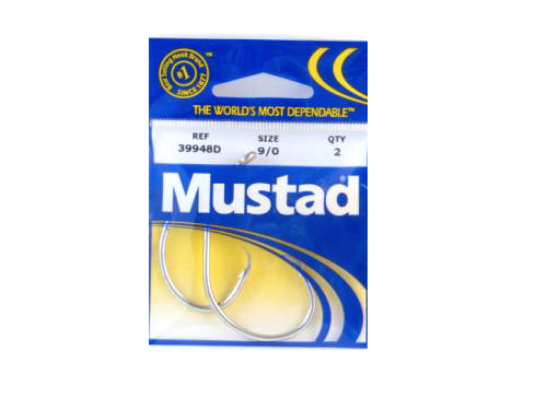 Mustad 39948D-9/0-29 Circle Hook Ringed Turned in Point Duratin