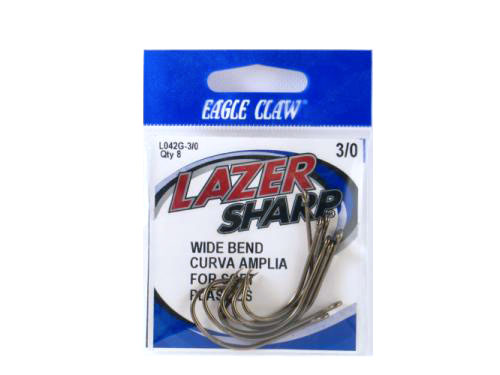 Eagle Claw L042G-3/0 Lazer Sharp Hks 8Pk Sz1/0 Brnz LS Sthd/Wlly - Click Image to Close