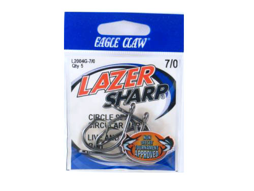 Eagle Claw L2004G-7/0 Lazer Sharp Hooks 5Pk Sz7/0 Non-Offset Cir