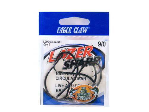 Eagle Claw Lazer Circle Light Wire Non-Offset Hook L2004ELG-9/0