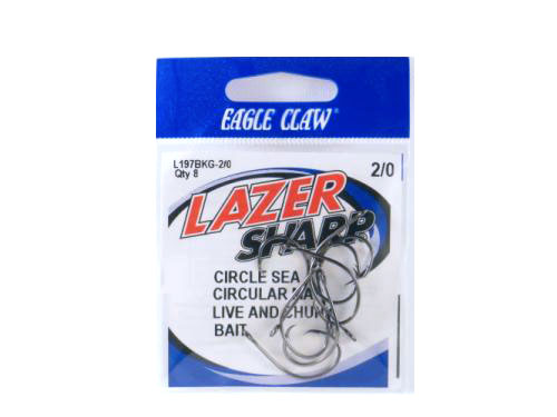 Eagle Claw L197BKG-2/0 Lazer Sharp Hooks 8Pk Sz2/0 Plat Blk Circ - Click Image to Close
