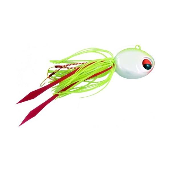 Vertical Jig with Assist Hook Chartreuse/White 2.7 ounce - Almos - Click Image to Close