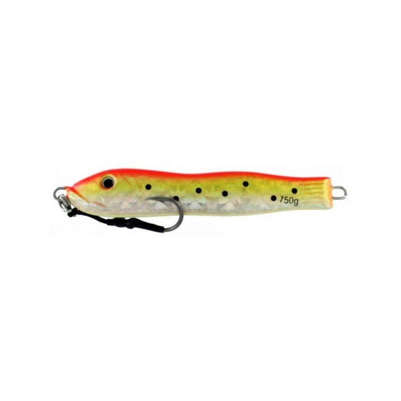 Vertical Jig Kuma Orange/Yellow/Flash 26.25 ounce - Almost Alive - Click Image to Close