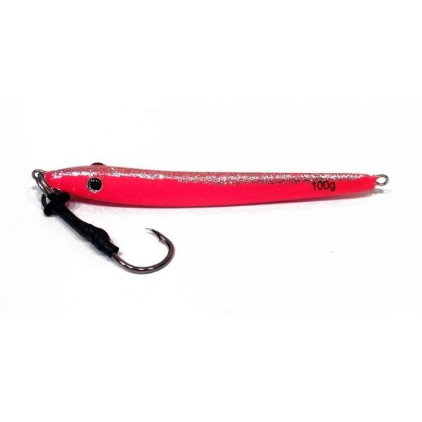 Vertical Jig Jabbah Red/Glitter 3.5 ounce - Almost Alive Lures - Click Image to Close