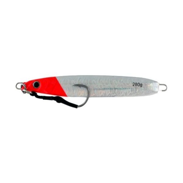 Vertical Jig Syrma II Red/Silver 9.8 ounce - Almost Alive Lures - Click Image to Close