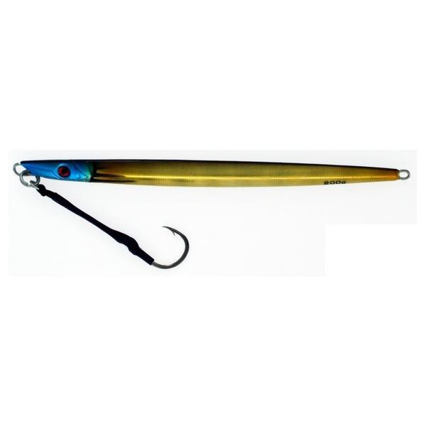 Vertical Jig Cheleb Blue/Gold/Flash 7 ounce - Almost Alive Lures - Click Image to Close
