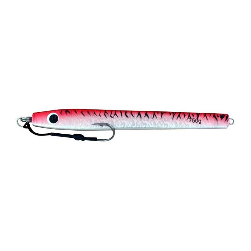 Vertical Jig Media Red/Silver Striped 26 ounce - Almost Alive Lu - Click Image to Close