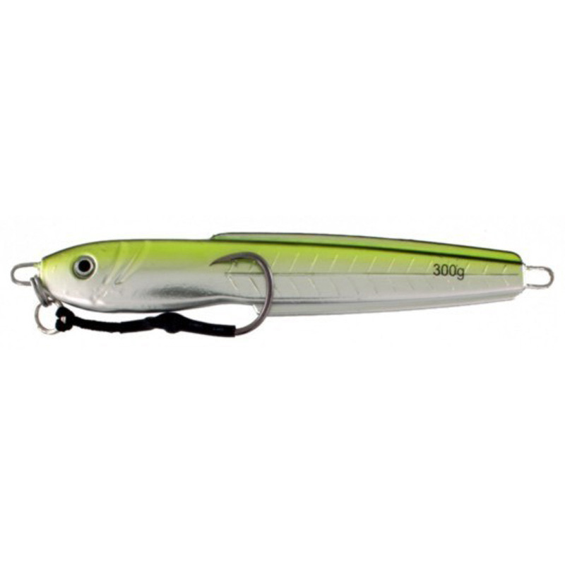 Vertical Jig Rukbat Green/Silver 10.5 ounce - Almost Alive Lures - Click Image to Close