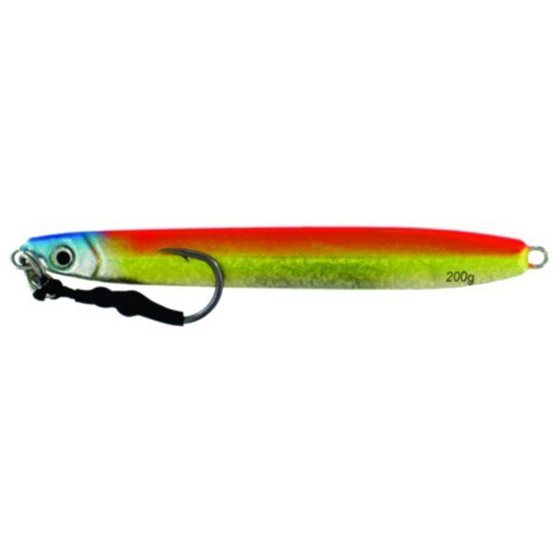 Vertical Jig Sasin Orange/Yellow/Blue Flash 7 ounce - Almost Ali - Click Image to Close
