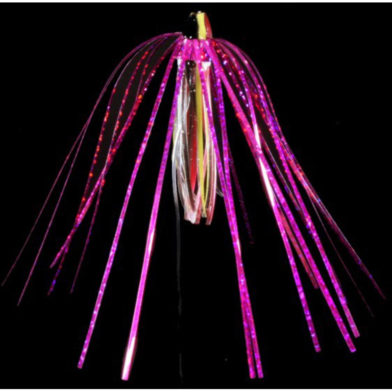 Witch Lure, 10g, Black, Yellow, Red Skirt, Pink Mylar