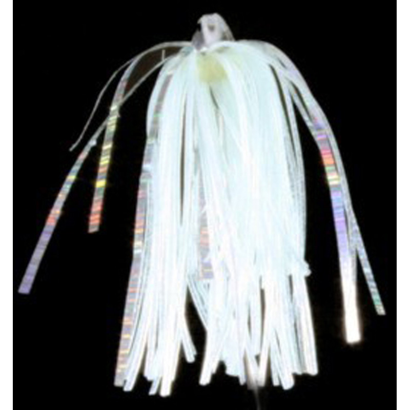 Trolling Witch Lure, 4g, White Skirt, Shiny Mylar - Click Image to Close