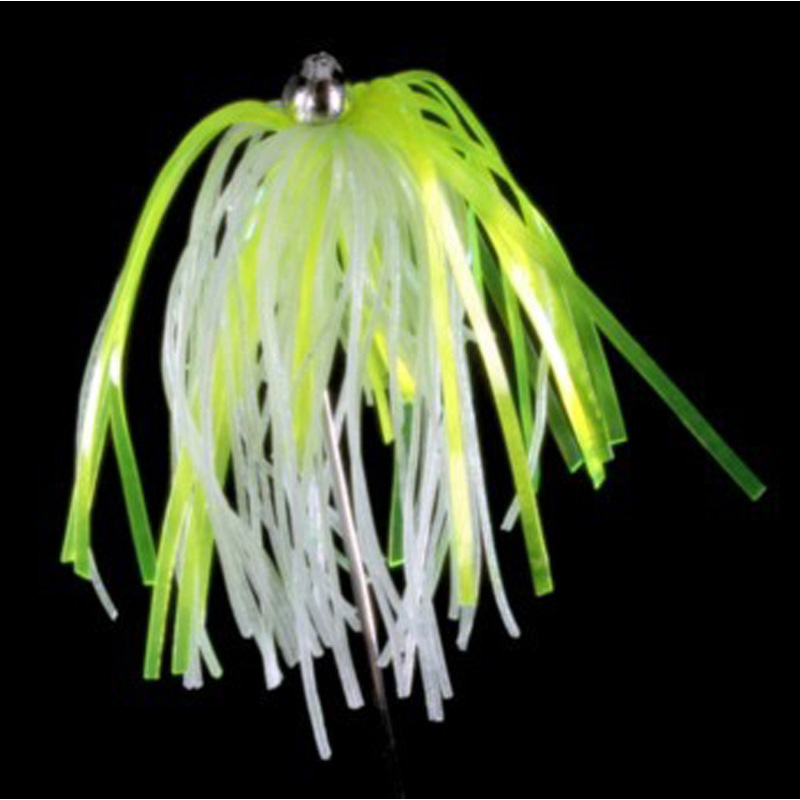 Trolling Witch Lure, 4g, White Skirt, Chartreuse Mylar - Click Image to Close