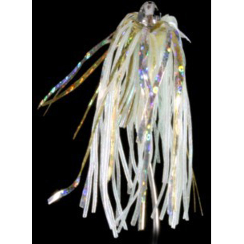 Trolling Witch Lure, 4g, White Skirt, Gold And Silver Mylar - Click Image to Close