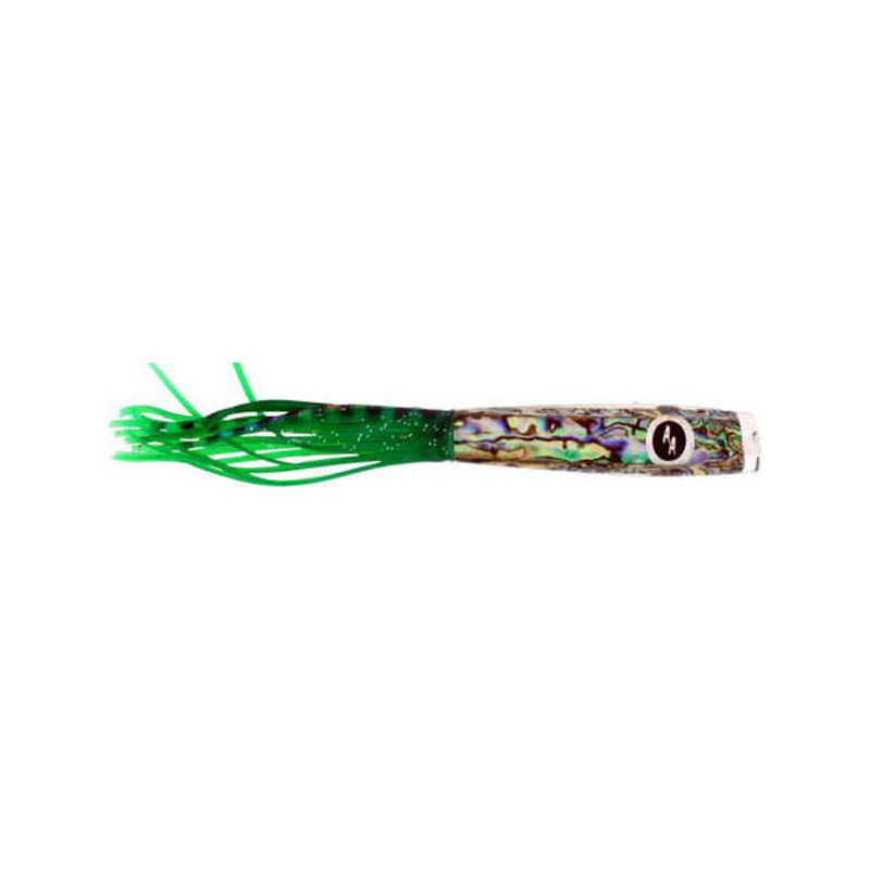 Soopah Lure Abalone Shell With Green Skirt, 7 Inch - Click Image to Close