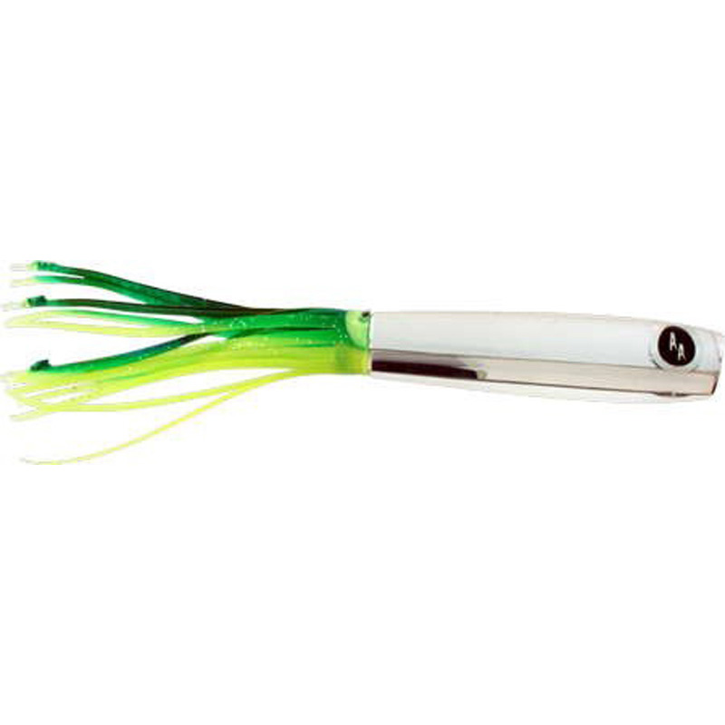 Soopah Lure Mirrored With Yellow, Green Skirt, 7 Inch - Click Image to Close