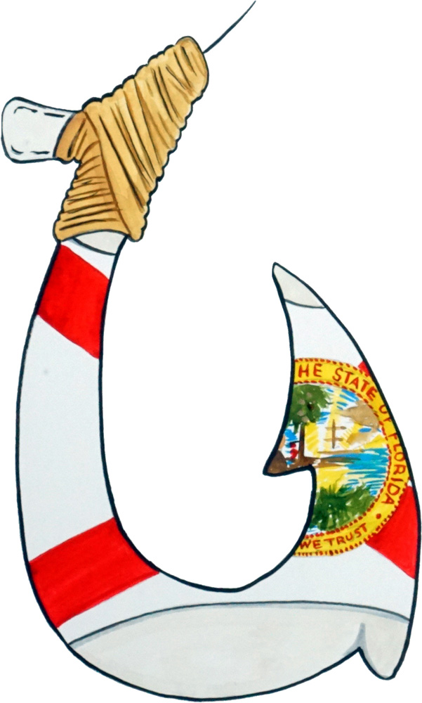 Florida Flag Hook Decal/Sticker - Click Image to Close