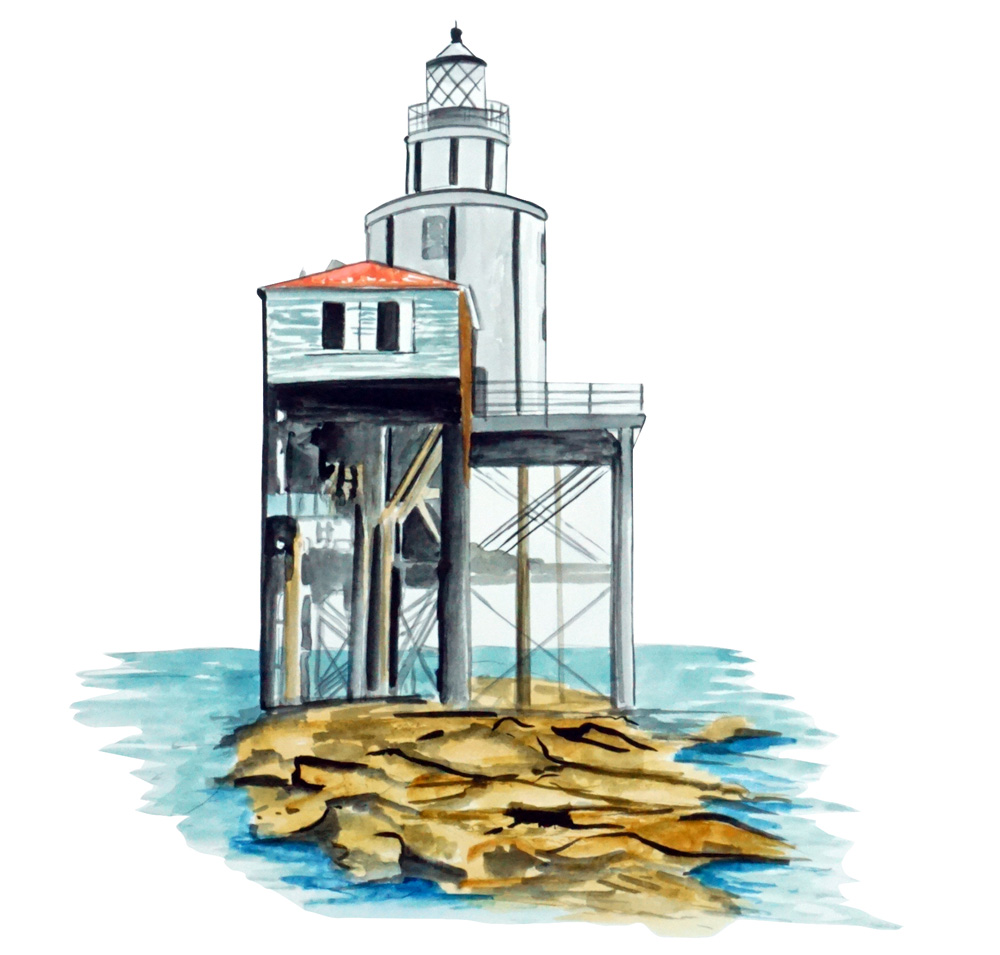 Galveston Jetty Lighthouse Decal/Sticker - Click Image to Close