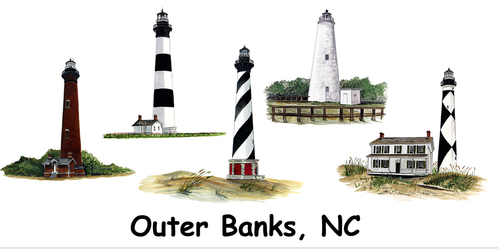 5 Lighthouses NC Decal/Sticker - Click Image to Close