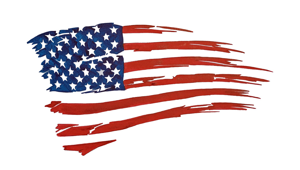 American Flag Tattered Decal/Sticker - Click Image to Close