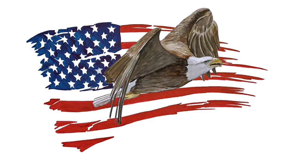 American Flag Tattered Eagle 1 Decal/Sticker