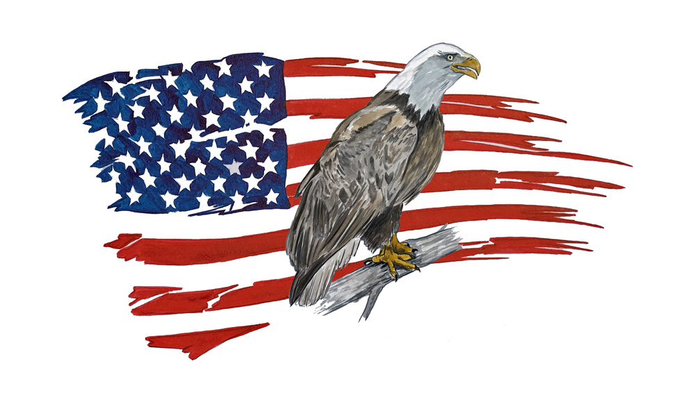 American Flag Tattered Eagle 2 Decal/Sticker - Click Image to Close