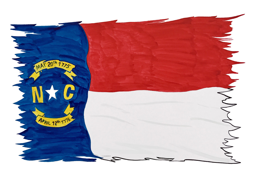 NC Flag Tattered Decal/Sticker - Click Image to Close