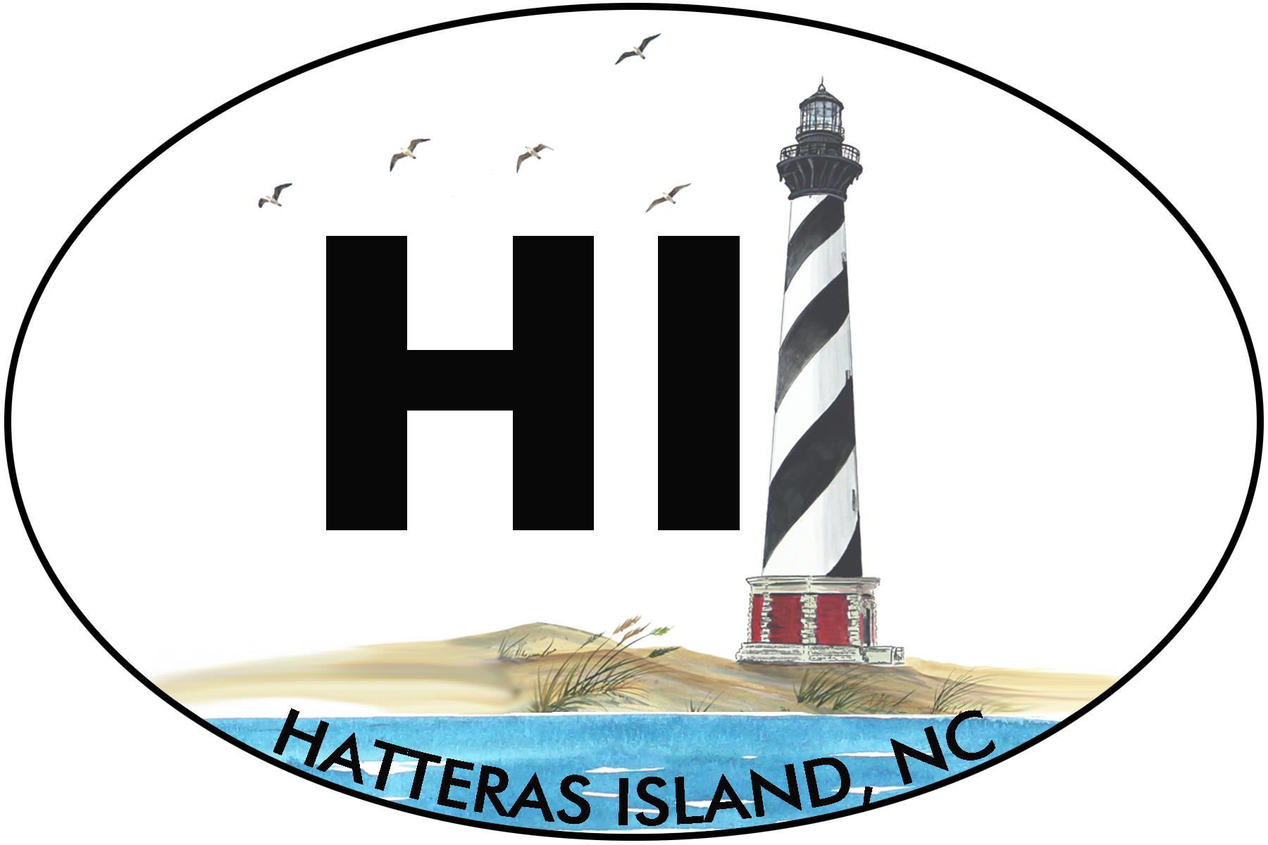 OBX - HI - Hatteras Island Decal/Sticker - Click Image to Close