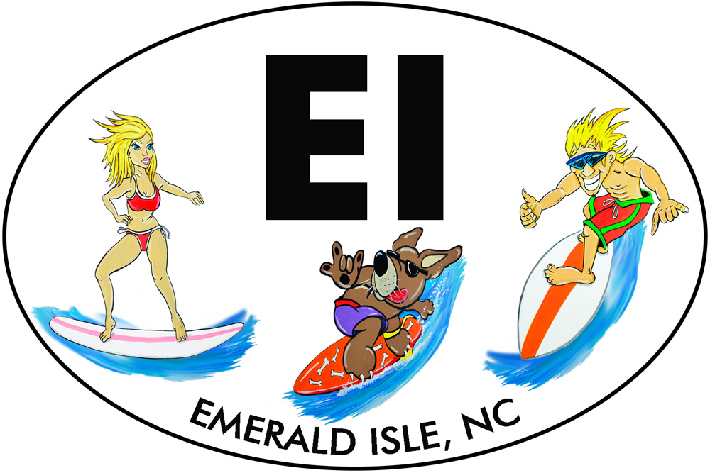 EI - Emerald Isle Surf Buddies Decal/Sticker - Click Image to Close