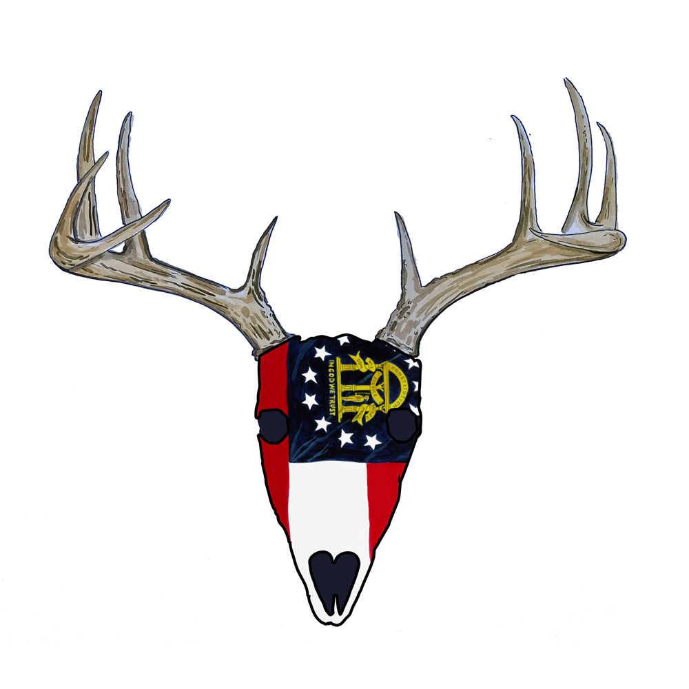 Georgia Deer Skull Decal/Sticker - Click Image to Close