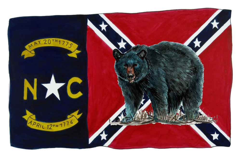 NC Confederate Flag w/ Bear Decal/Sticker - Click Image to Close