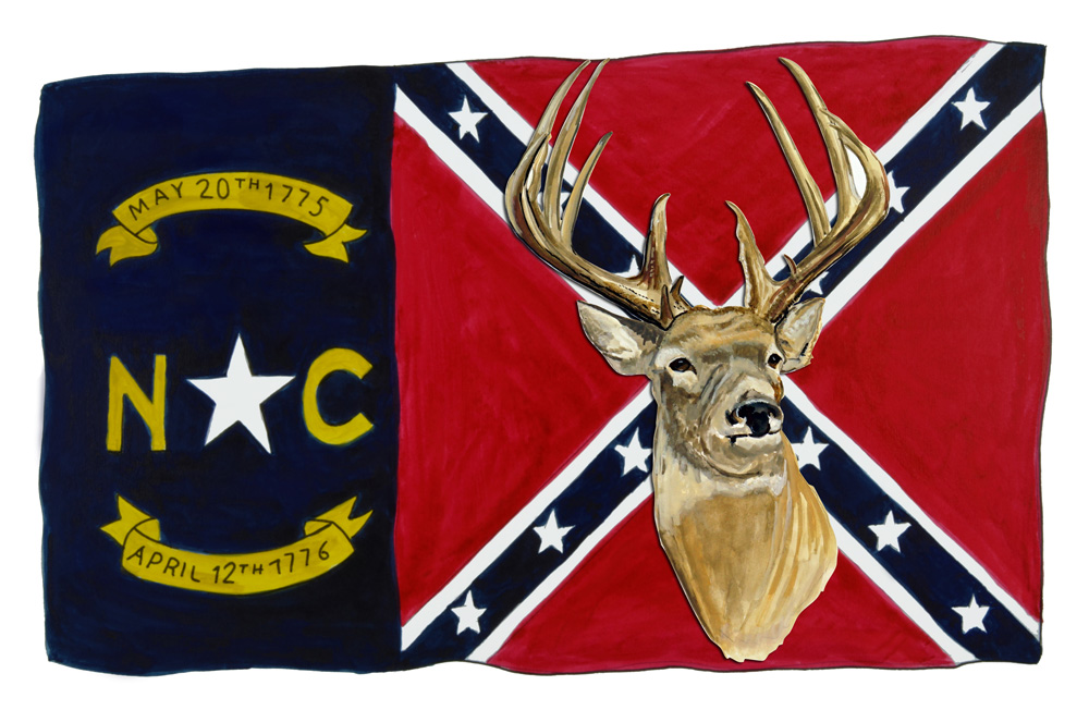 NC Confederate Flag w/ Buck Decal/Sticker - Click Image to Close