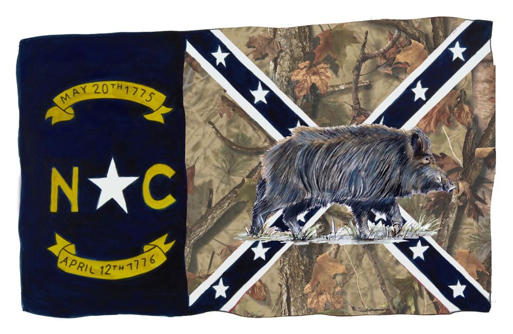 NC Camo Confederate Flag w/ Boar Decal/Sticker - Click Image to Close
