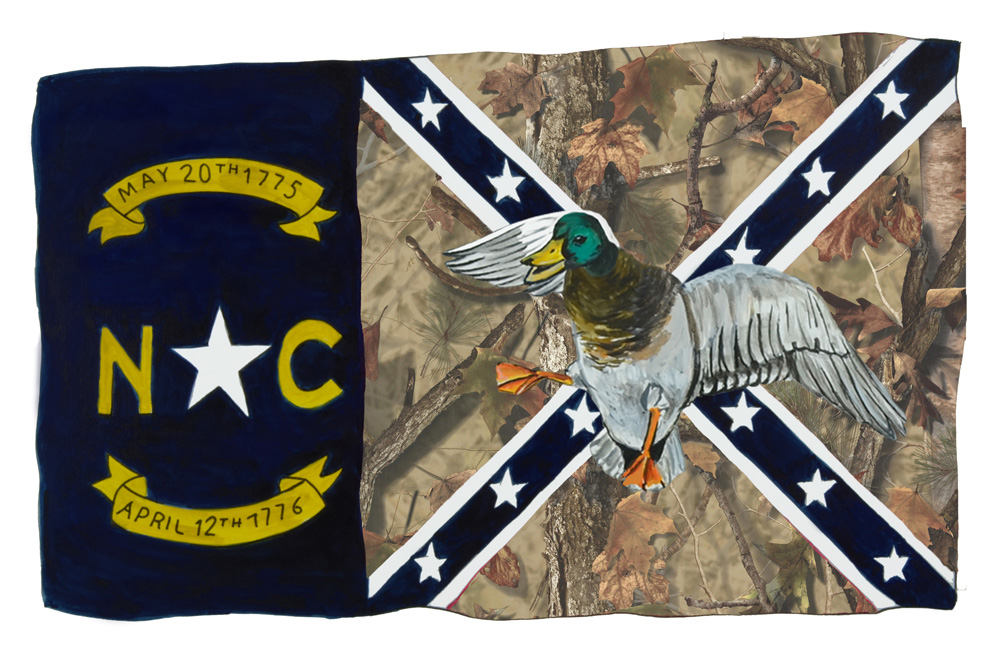 NC Camo Confederate Flag w/ Mallard Decal/Sticker - Click Image to Close