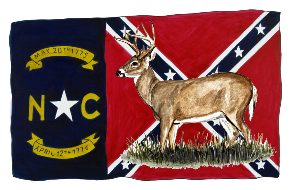 NC Confederate Flag w/ Deer Decal/Sticker - Click Image to Close