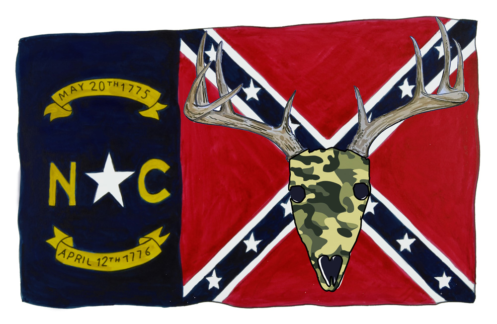 NC Confederate Flag w/ Camo Skull Decal/Sticker