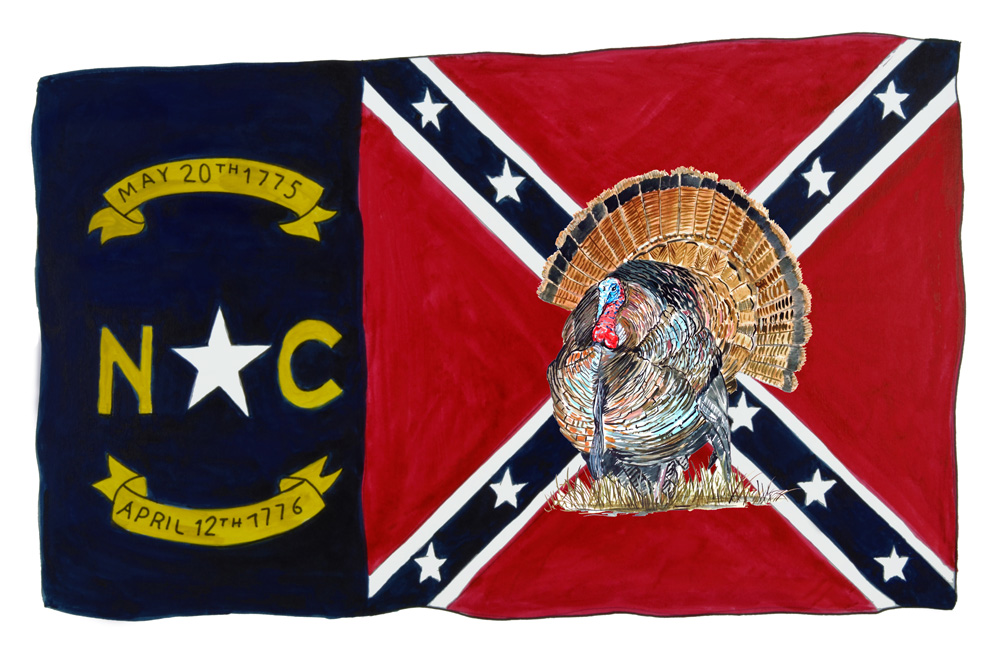 NC Confederate Flag w/ Turkey Decal/Sticker - Click Image to Close