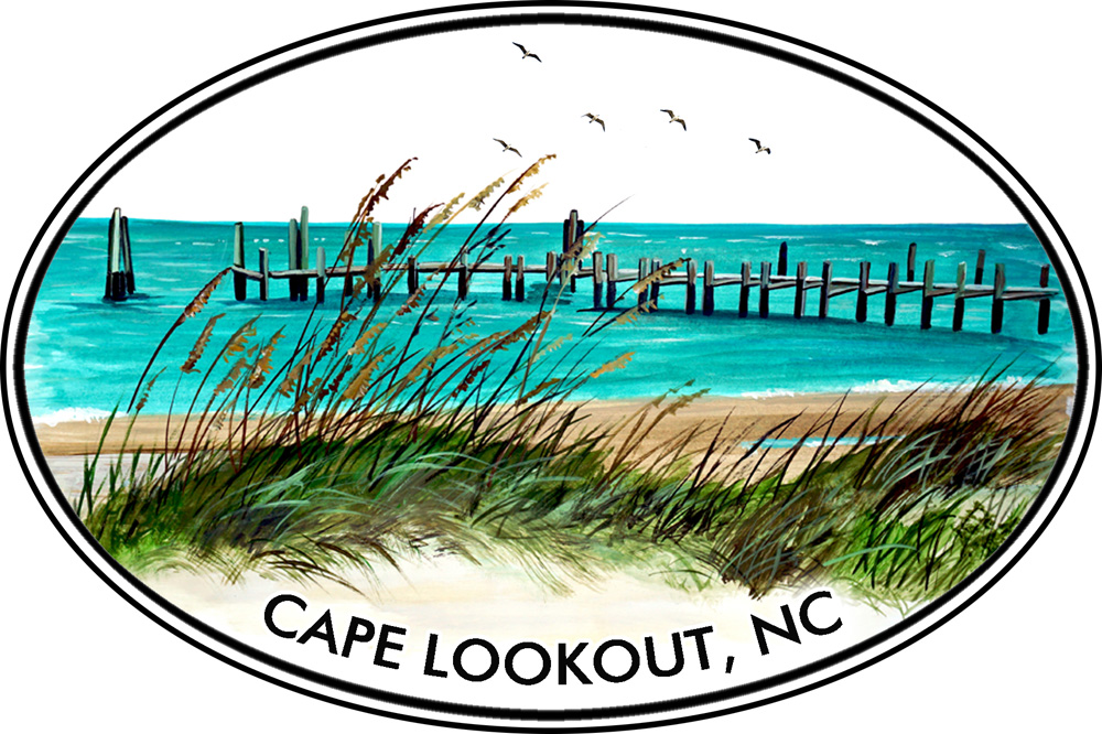 Oval Cape Lookout Dock Decal/Sticker - Click Image to Close