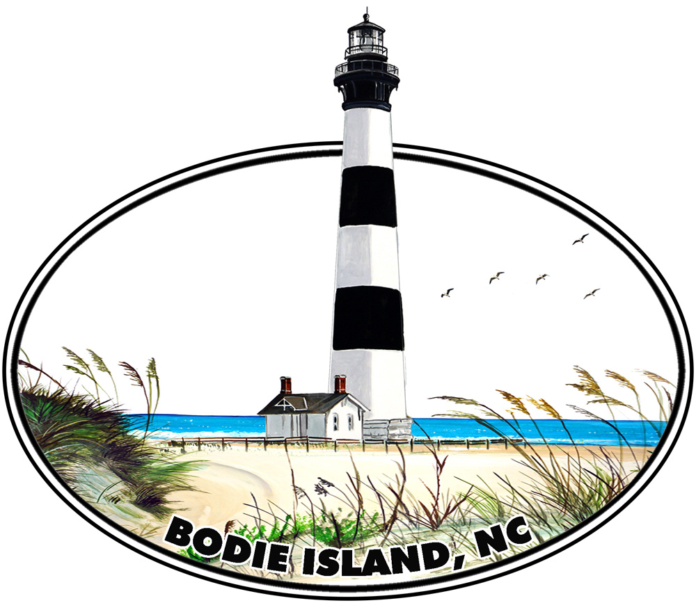Oval Bodie Island Lighthouse Decal/Sticker