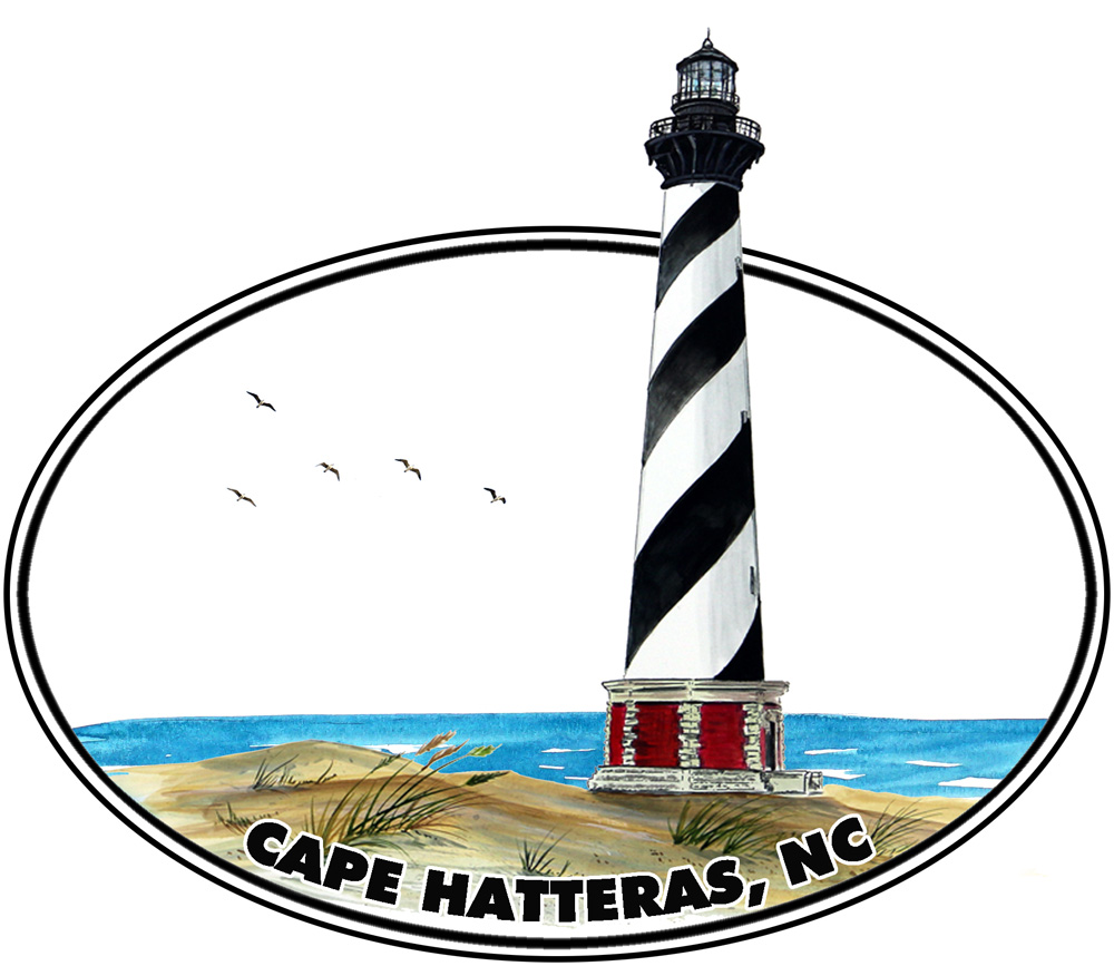 Oval Cape Hatteras Lighthouse Decal/Sticker - Click Image to Close